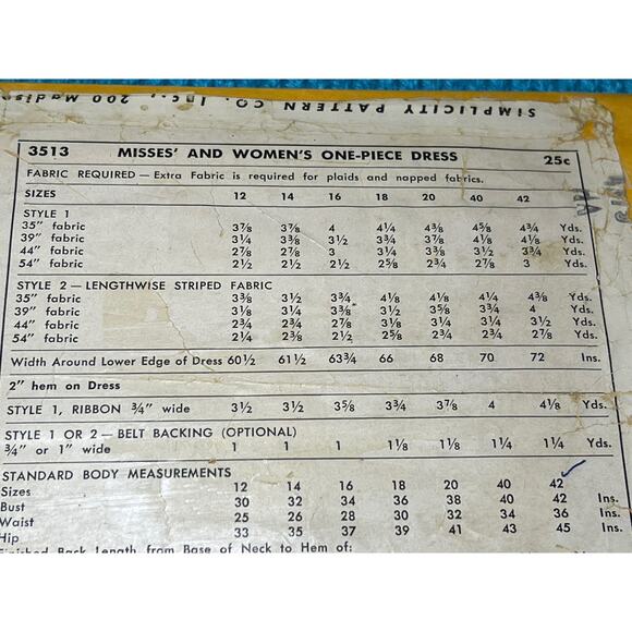 Simplicity 3513 Pattern shirt dress button front bust 42 - Picture 6 of 7